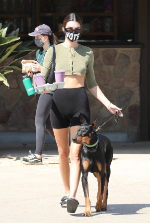 Kendall Jenner – Spotted with her doberman at Sunlife Organics in ...