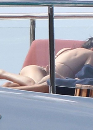 Kendall Jenner - Wearing a Bikini on a yacht in Antigua
