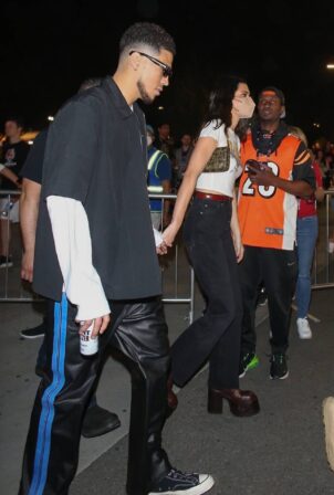 Kendall Jenner - With Devin Bookerseen after the Super Bowl LVI at SoFi Stadium in Inglewood