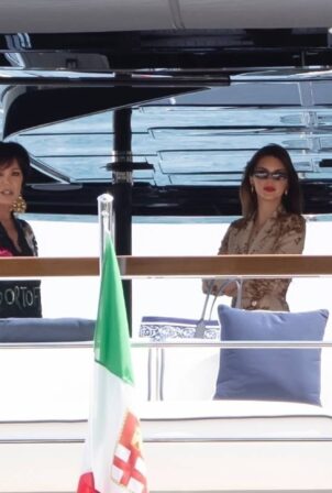 Kendall Jenner - With Kris aboard a yacht in Portofino