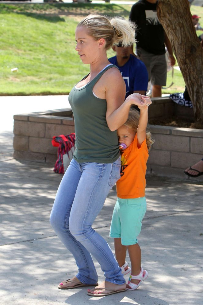 Kendra Wilkinson at son Lil Hank's baseball game in Los Angeles