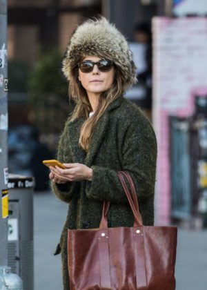 Keri Russell - Wearing a Russian style fur hat in New York City