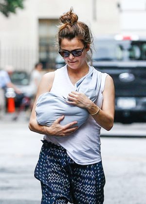 Keri Russell with her new baby boy out in New York