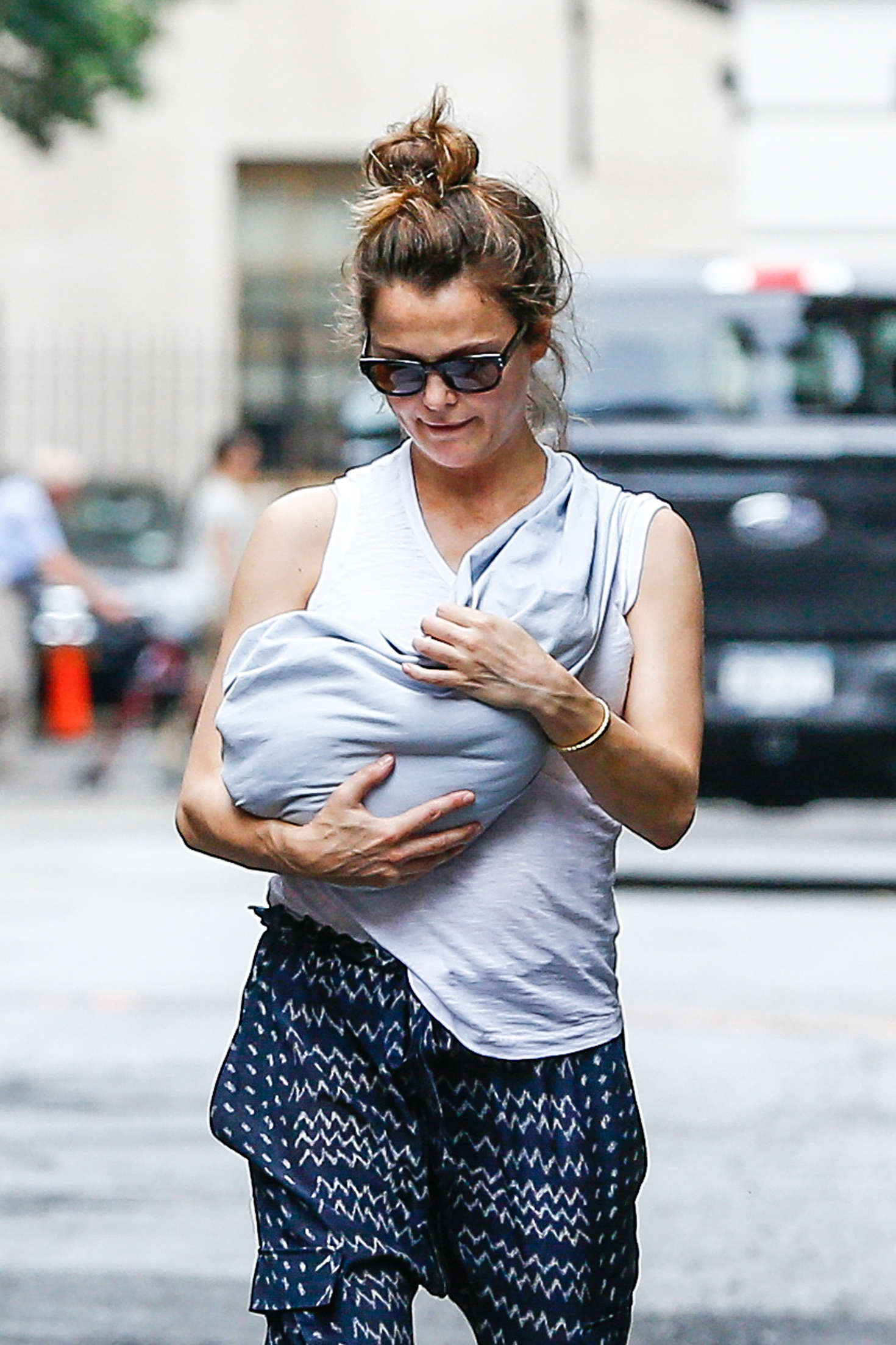 Keri Russell with her new baby boy out in New York