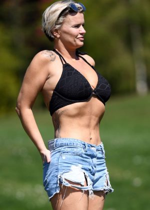 Kerry Katona in Jeans Shorts out in Royal Tunbridge Wells
