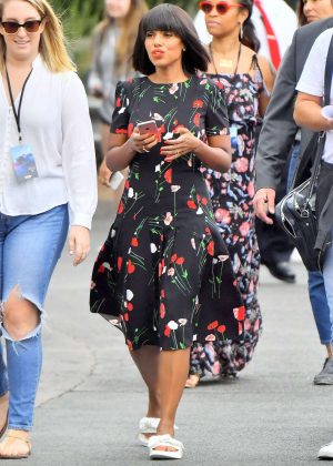 Kerry Washington in Floral Dress Out in Los Angeles