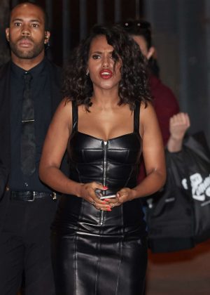 Kerry Washington in Leather Dress visits 'Jimmy Kimmel Live' in Los Angeles