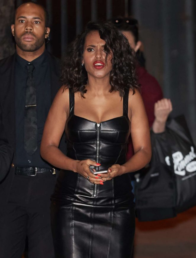 Kerry Washington in Leather Dress visits 'Jimmy Kimmel Live' in Los Angeles