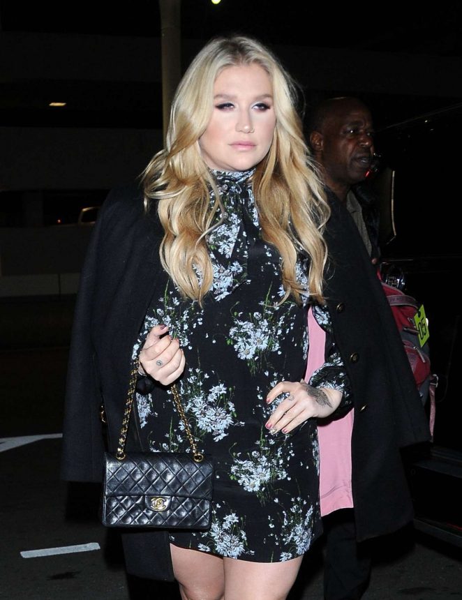 Kesha in Mini Dress at LAX Airport in Los Angeles