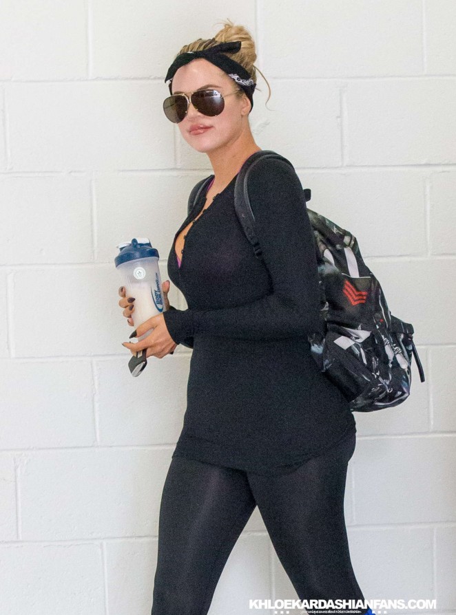 Khloe Kardashian in Tights Going to the gym in Beverly Hills