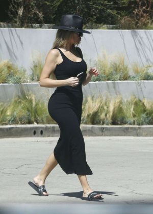 Khloe Kardashian in Black Dress Out in Beverly Hills