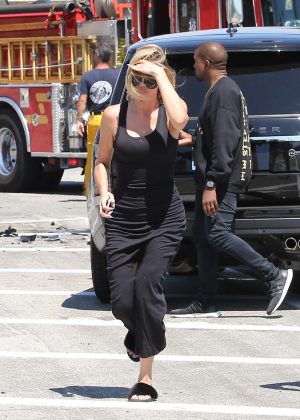 Khloe Kardashian in Black Dress out in Calabasas