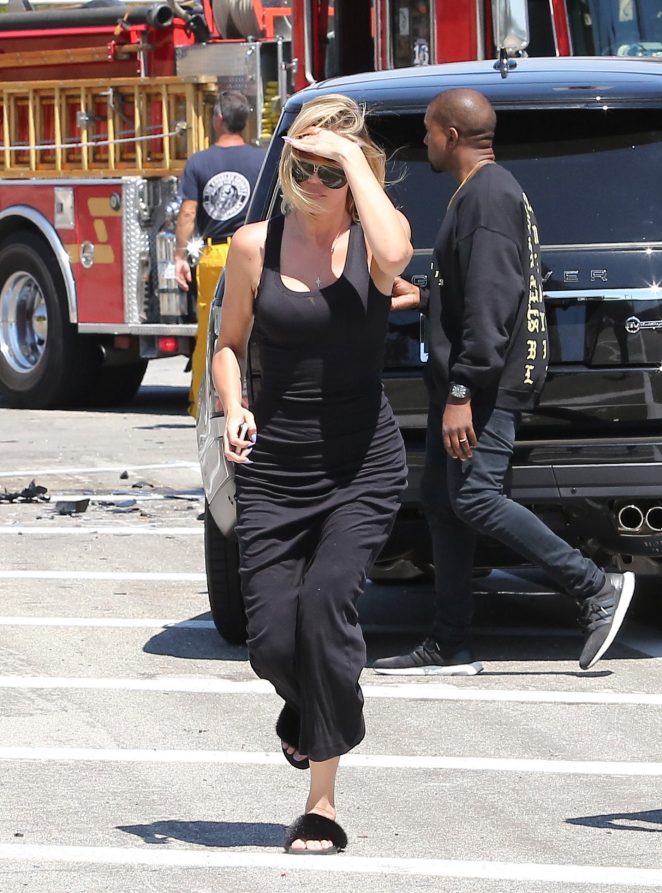 Khloe Kardashian in Black Dress out in Calabasas