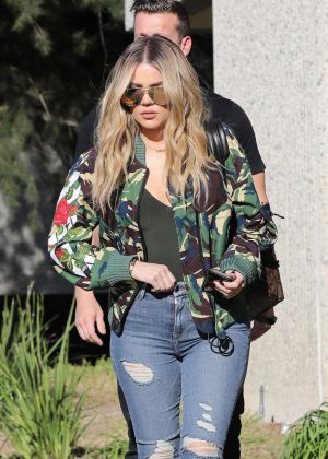 Khloe Kardashian in Ripped Jeans Leaves a studio in West Lake