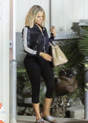 Khloe Kardashian in Tights Leaving a studio in Hollywood
