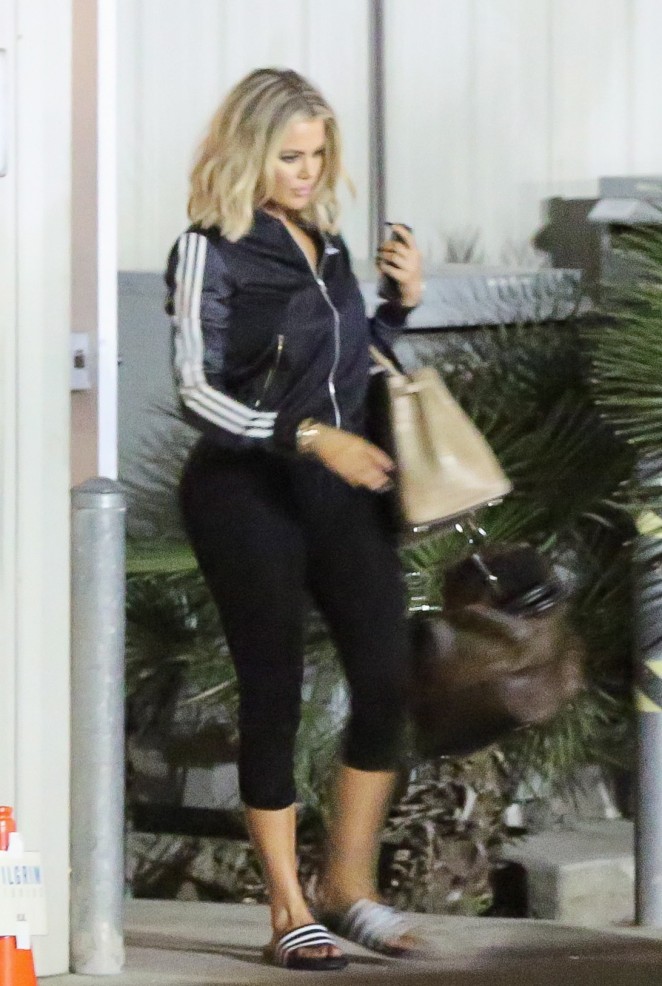 Khloe Kardashian in Tights Leaving a studio in Hollywood