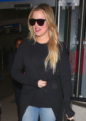 Khloe Kardashian in Jeans at LAX Airport in LA