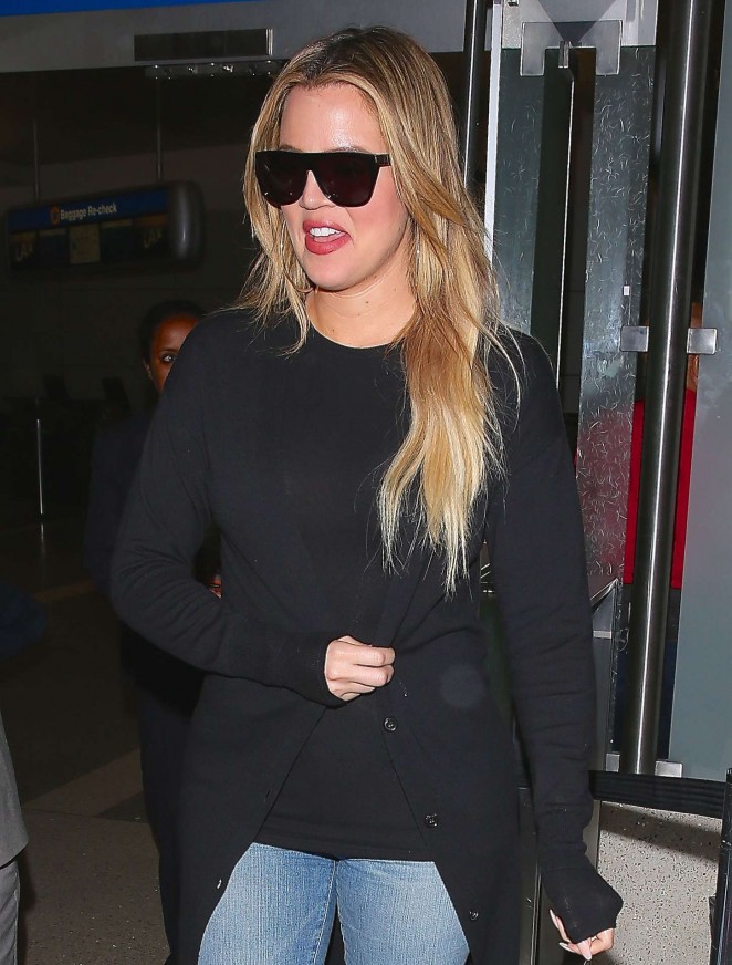 Khloe Kardashian in Jeans at LAX Airport in LA