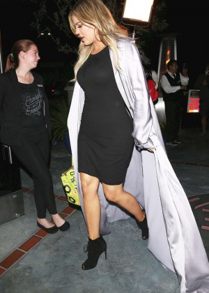 Khloe Kardashian in Tight Black Dress Night Out in LA