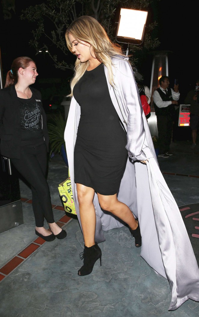 Khloe Kardashian in Tight Black Dress Night Out in LA
