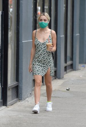 Kiernan Shipka - Looks cute in summer dress while out for a iced coffee in New York