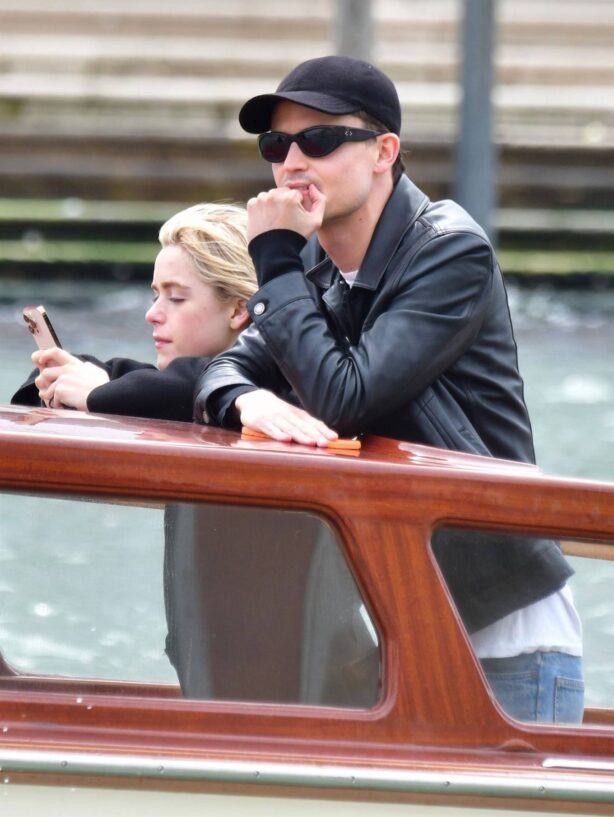 Kiernan Shipka - With Film director Christian Coppola on a taxi boat in Venice