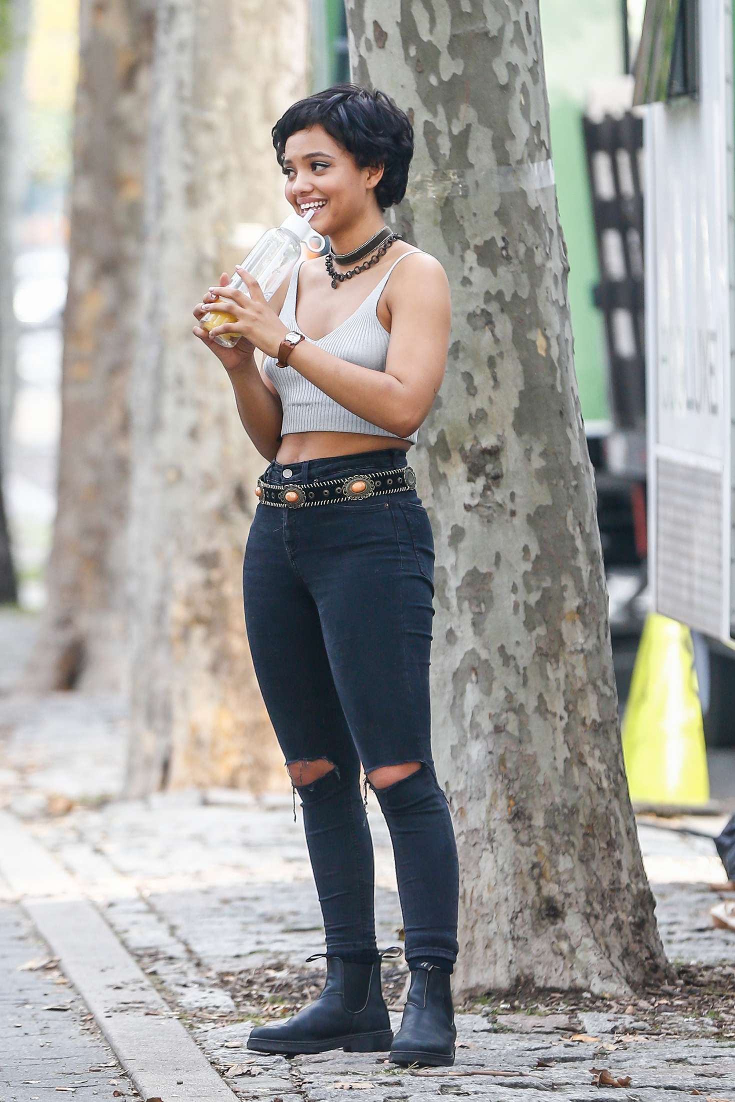 Kiersey Clemons on the set of 'The Only Living Boy' in New York. 