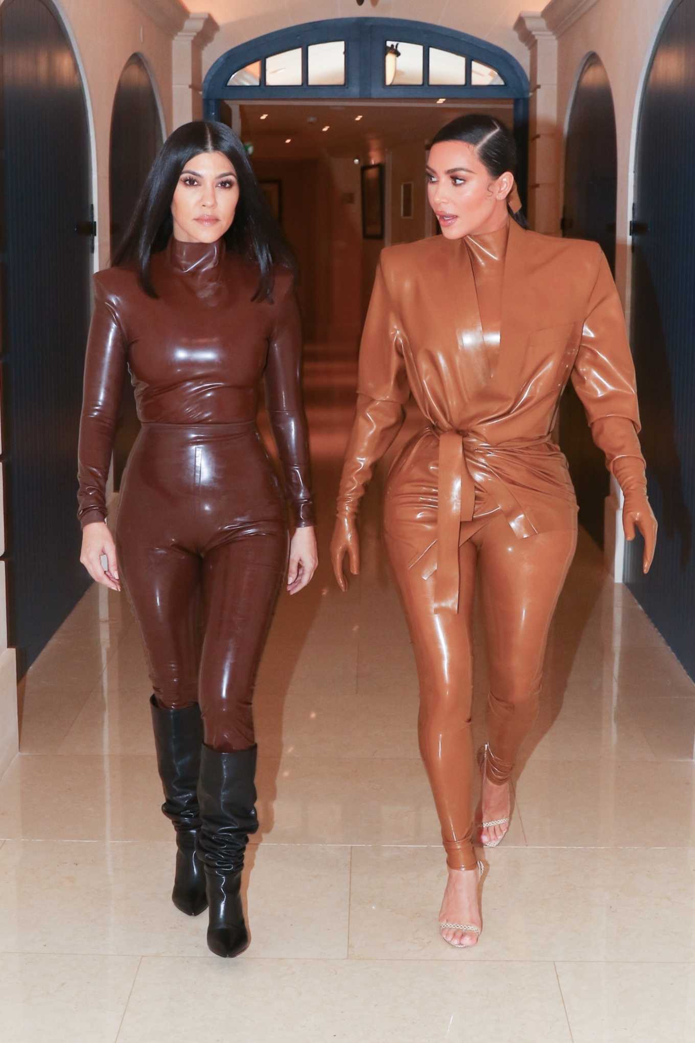 Kim Kardashian 2020 : Kim and Kourtney Kardashian – Heading to Kanye Wests Sunday Service in Paris-03