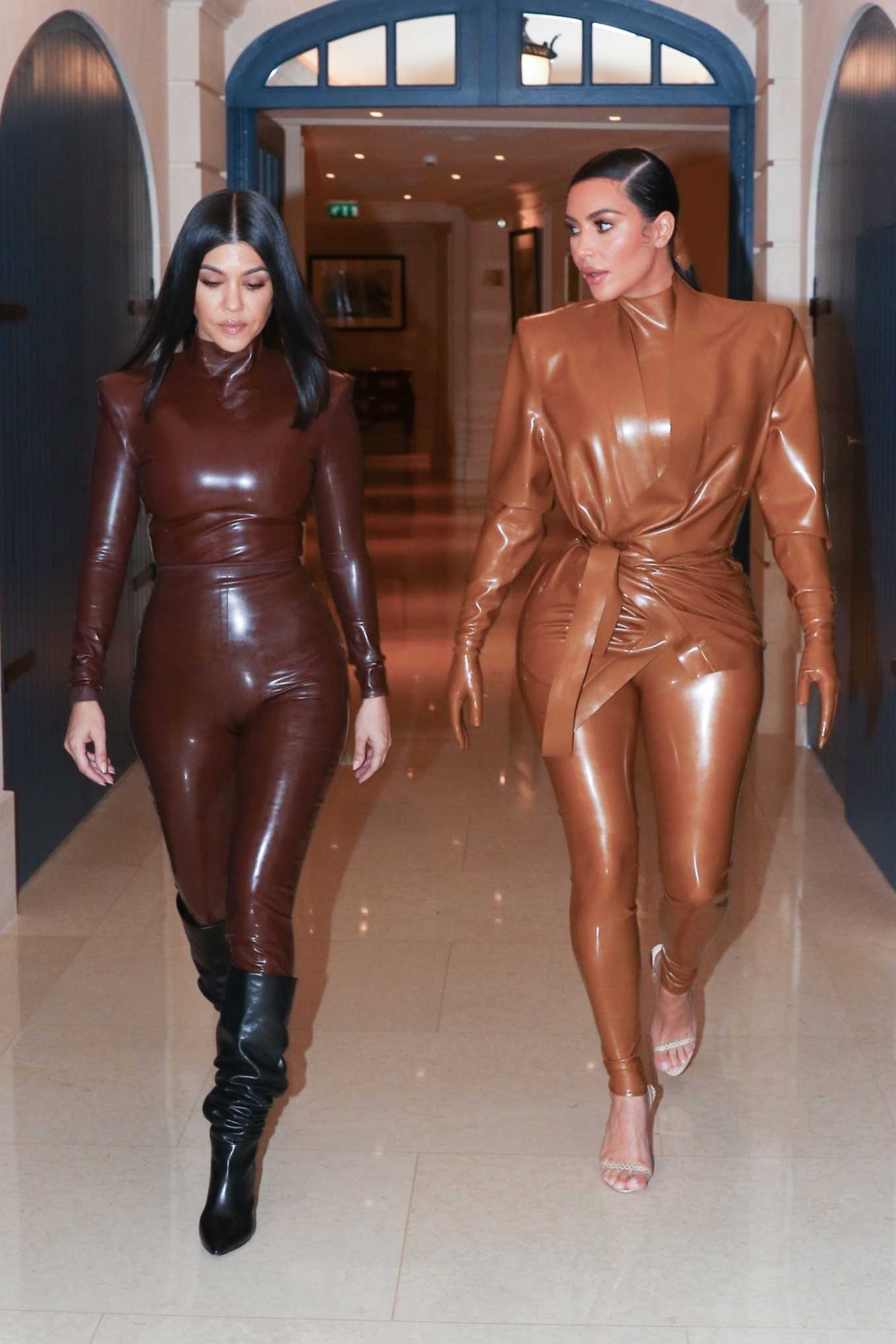 Kim Kardashian 2020 : Kim and Kourtney Kardashian – Heading to Kanye Wests Sunday Service in Paris-04