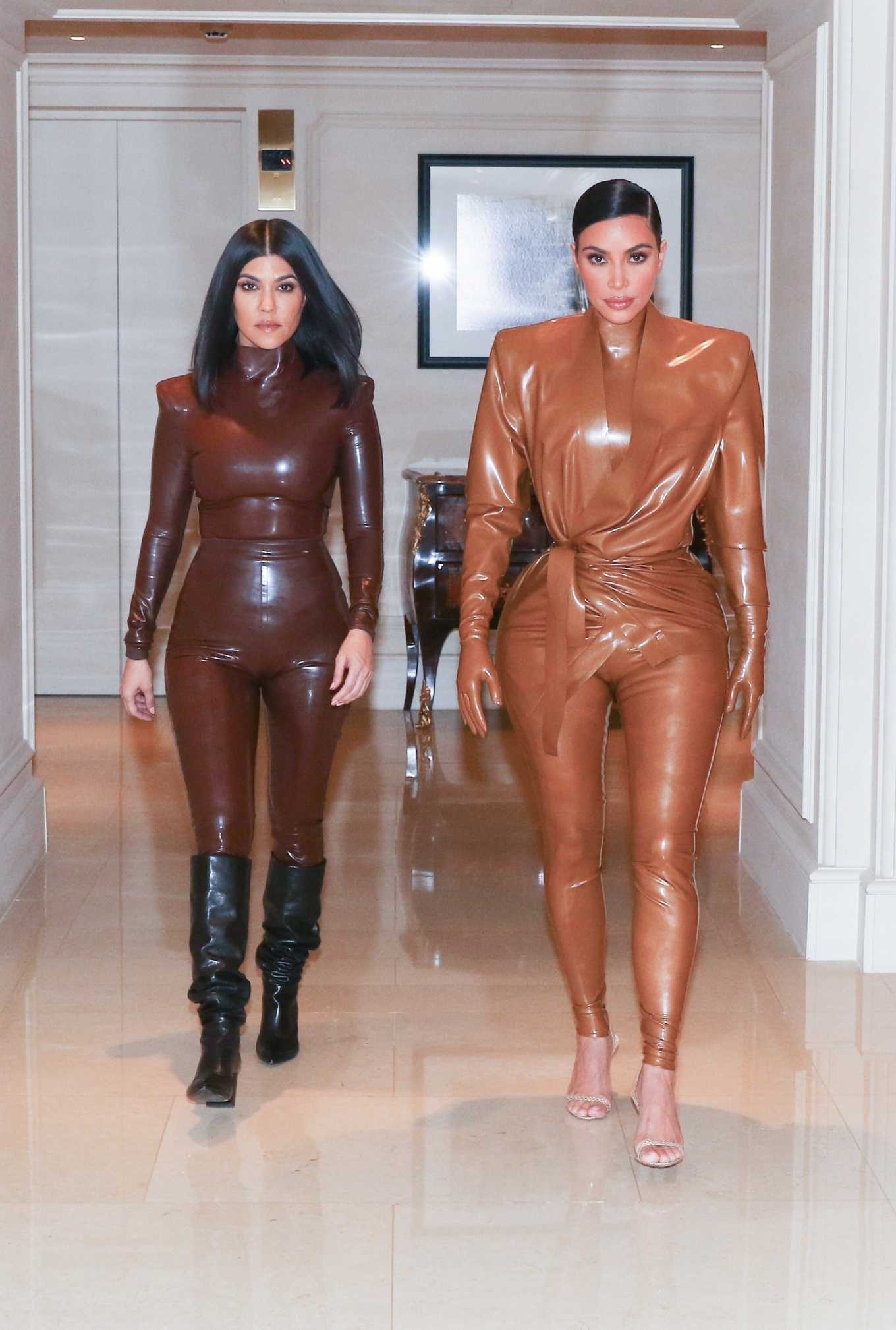 Kim Kardashian 2020 : Kim and Kourtney Kardashian – Heading to Kanye Wests Sunday Service in Paris-07