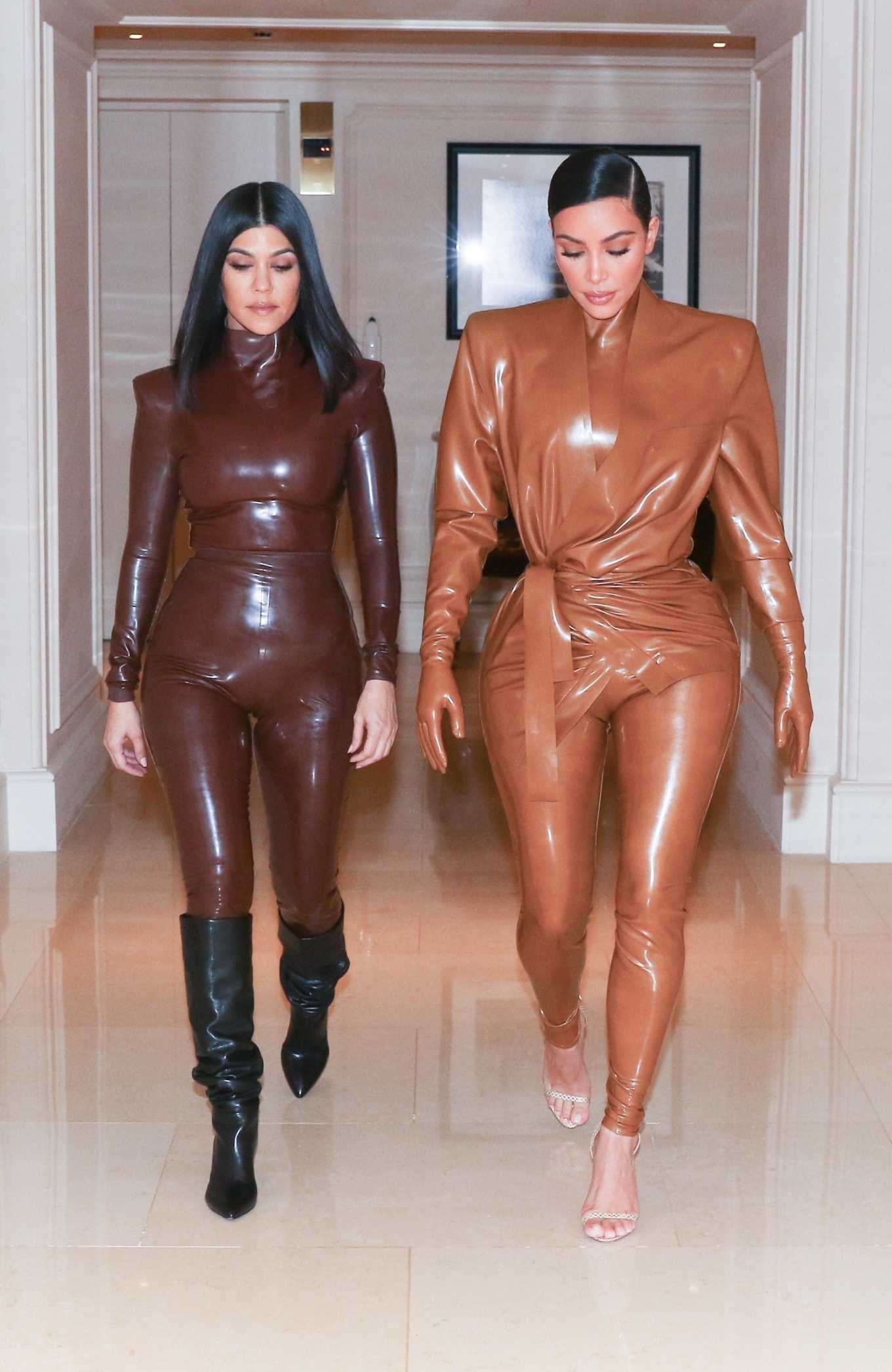 Kim Kardashian 2020 : Kim and Kourtney Kardashian – Heading to Kanye Wests Sunday Service in Paris-10