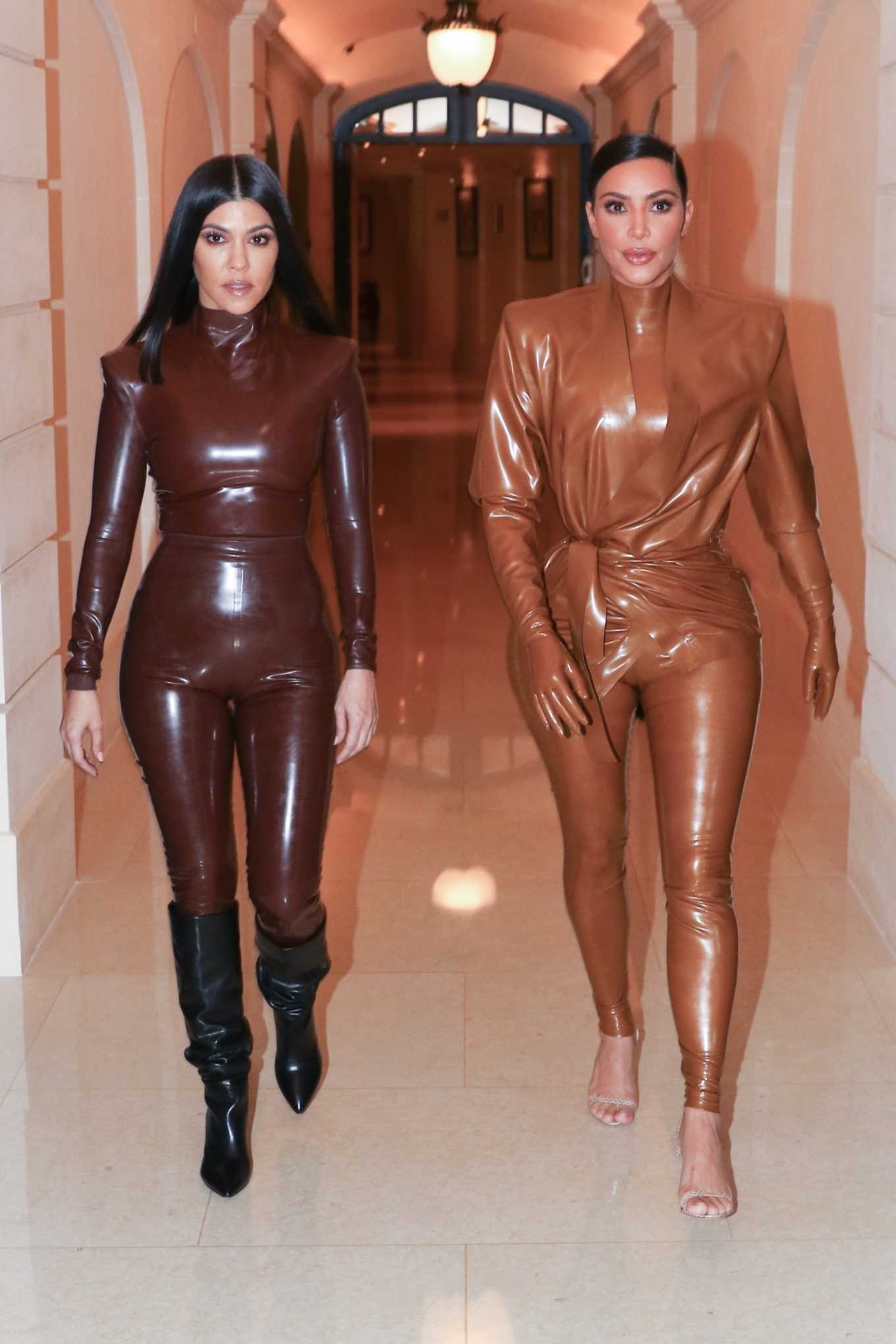 Kim Kardashian 2020 : Kim and Kourtney Kardashian – Heading to Kanye Wests Sunday Service in Paris-12