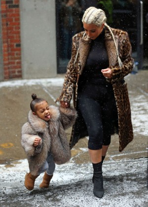 Kim Kardashian and North West out in New York