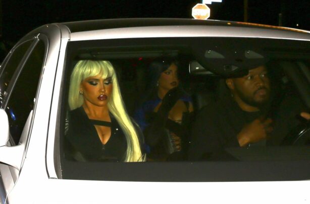 Kim Kardashian - Arrives at Kendall Jenner's 818 Tequila Halloween party as Mystique from X-Men