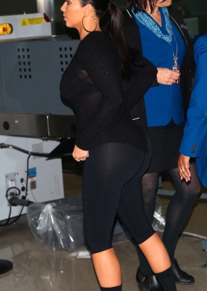 Kim Kardashian in Tights at LAX Airport in Los Angeles