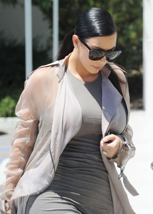 Kim Kardashian in Tight Dress Filming in Augora Hills