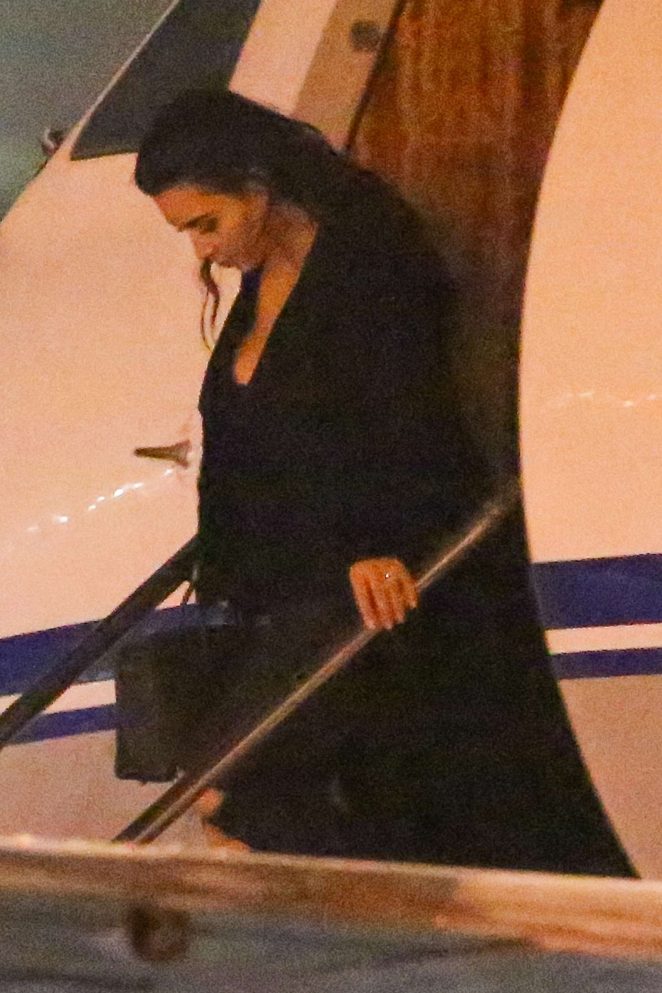 Kim Kardashian Getting off of a private jet in Van Nuy