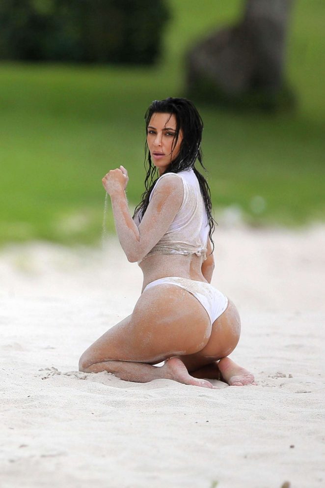 Kim Kardashian: In a Bikini on beach in Mexico-15