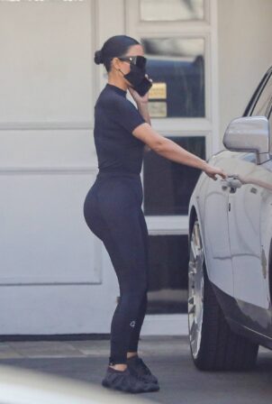 Kim Kardashian - In all black leggings out in Beverly Hills