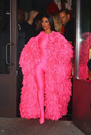 Kim Kardashian - In all pink as she arrives at the SNL after party in New York City