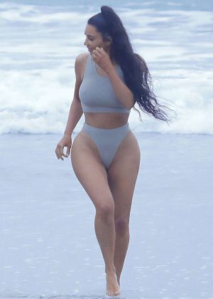 Kim Kardashian in Bikini on the beach in Los Angeles