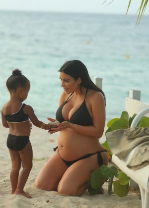 Kim Kardashian in Black Bikini in St Bart's