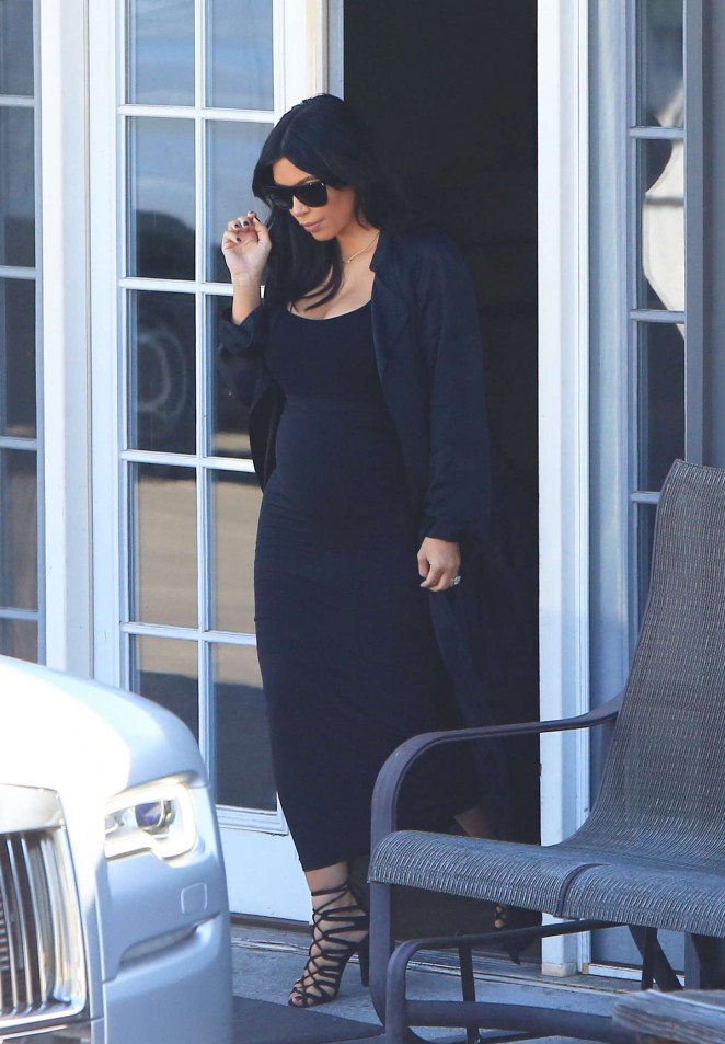 Kim Kardashian in Black Dress at a Studio in LA