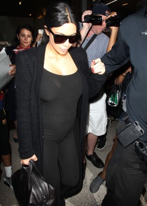 Kim Kardashian in Black Tights at LAX airport in LA