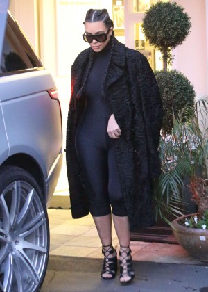 Kim Kardashian in Black Tights out in Beverly Hills