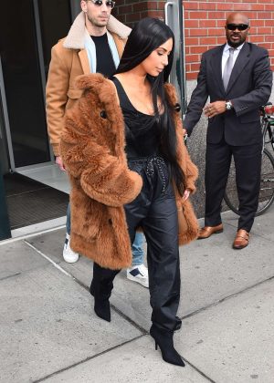 Kim Kardashian in Brown Fur Coat out in New York | GotCeleb