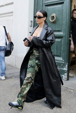 Kim Kardashian - In camouflage pantes leaves her hotel in Rome