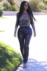 Kim Kardashian in Leather Pants - Out in Beverly Hills