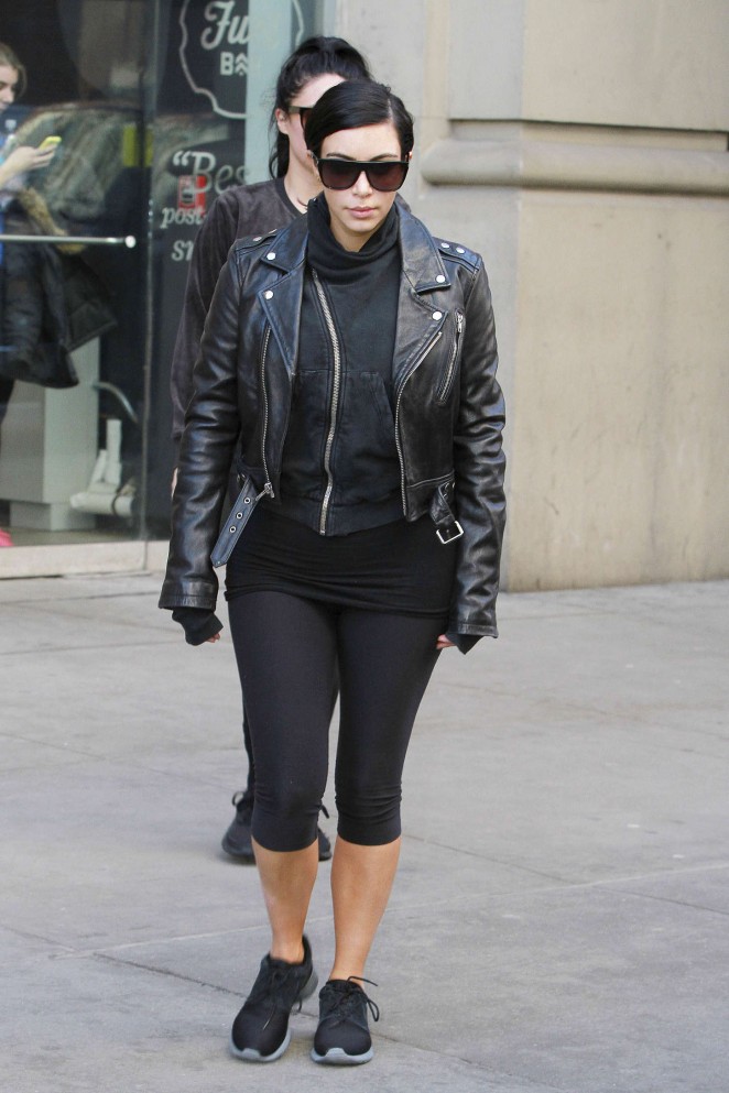 Kim Kardashian in Leggings Out in NYC