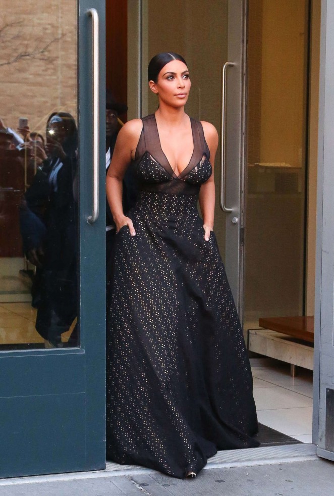 Kim Kardashian in Long Dress out in NYC